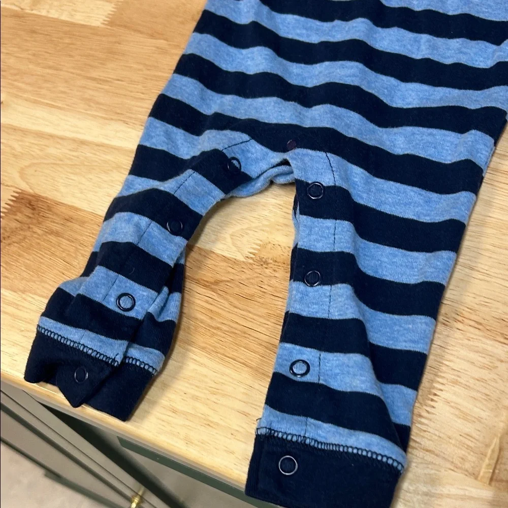 Striped Navy & Light Blue Baby Footies - 2-Pack